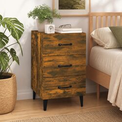 Elegant Brown Bedside Cabinet with 3 Drawers