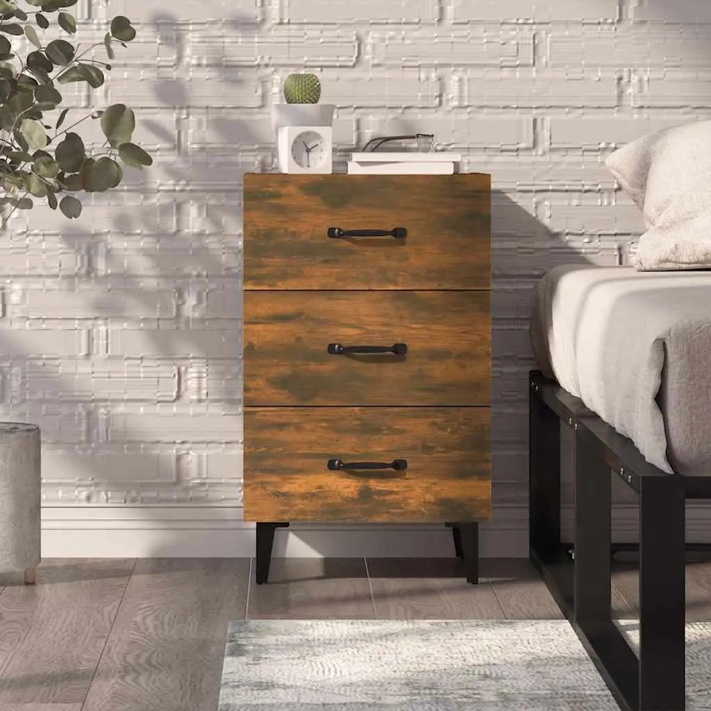 Brown Bedside Cabinet with 3 Drawers