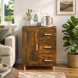 Elegant Brown Engineered Wood Sideboard for Organized Storage