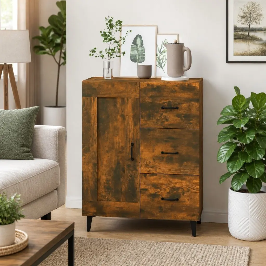 Brown Engineered Wood Sideboard Storage Cabinet