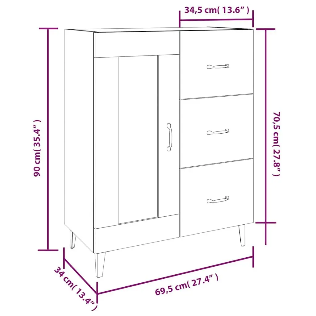 Brown Engineered Wood Sideboard Storage Cabinet