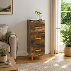 Brown Engineered Wood Sideboard with 3 Drawers