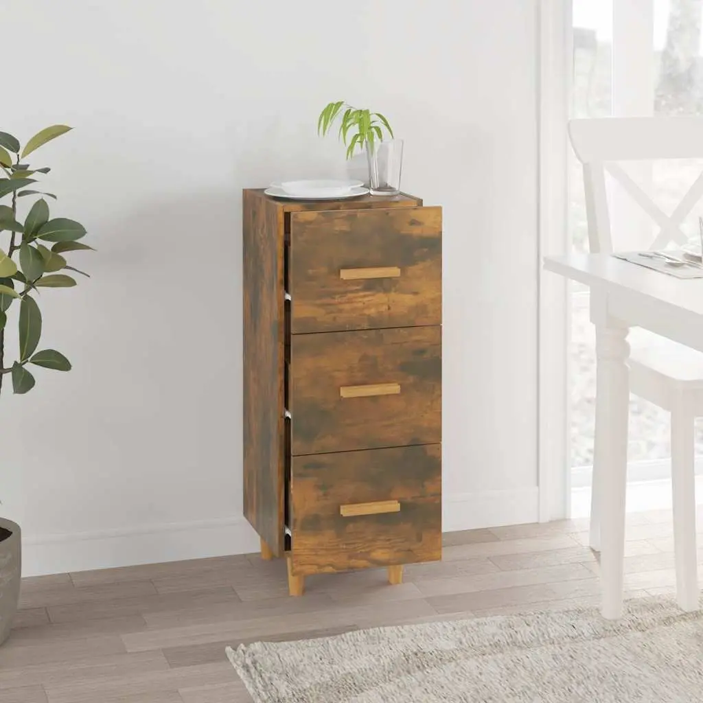 Brown Engineered Wood Sideboard with 3 Drawers