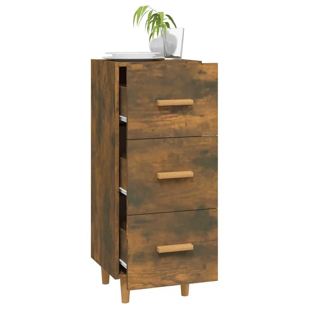 Brown Engineered Wood Sideboard with 3 Drawers