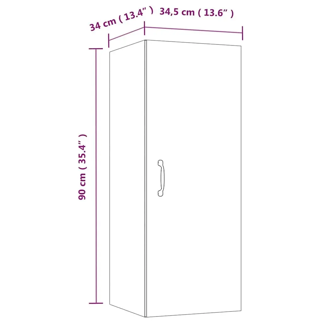 Hanging Wall Cabinet Engineered Wood 34.5x34x90 cm Brown Storage Organizer