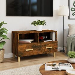 Premium Engineered Wood TV Cabinet in Smoked Oak 80x36x50cm