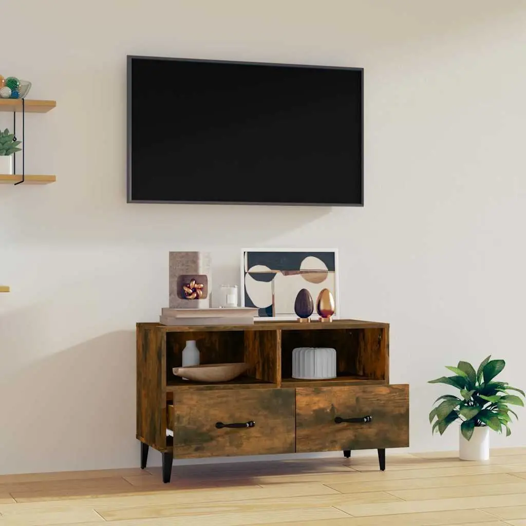 Brown Engineered Wood TV Cabinet with Drawers