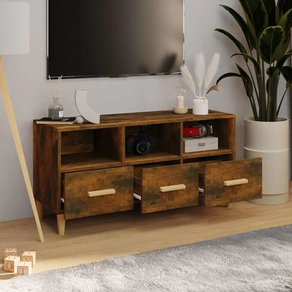 Engineered Wood TV Cabinet with Ample Storage in Brown