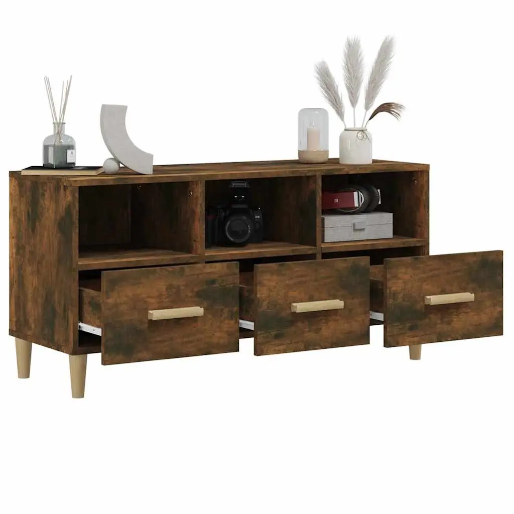 Engineered Wood TV Cabinet with Ample Storage in Brown