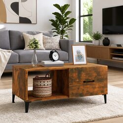 Stylish Smoked Oak Coffee Table with Storage Solutions