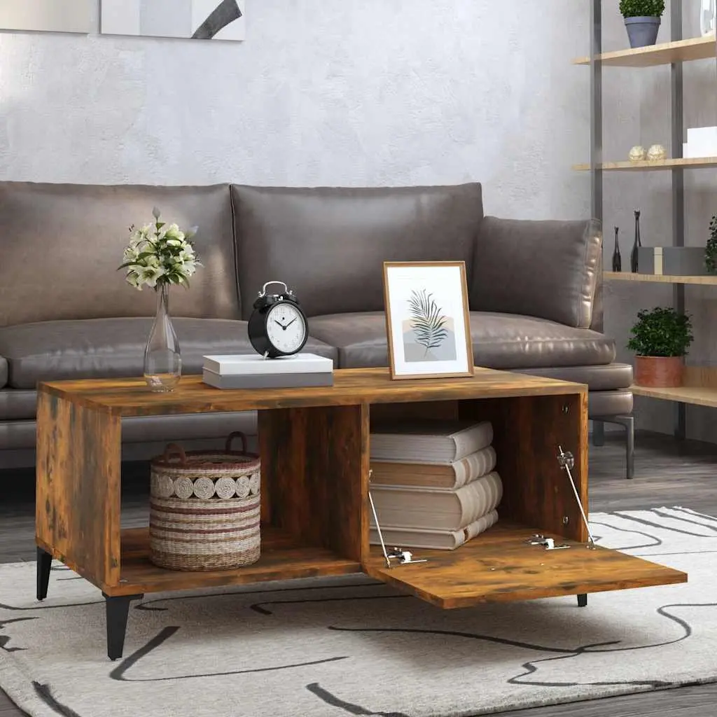Smoked Oak Coffee Table with Storage Solutions
