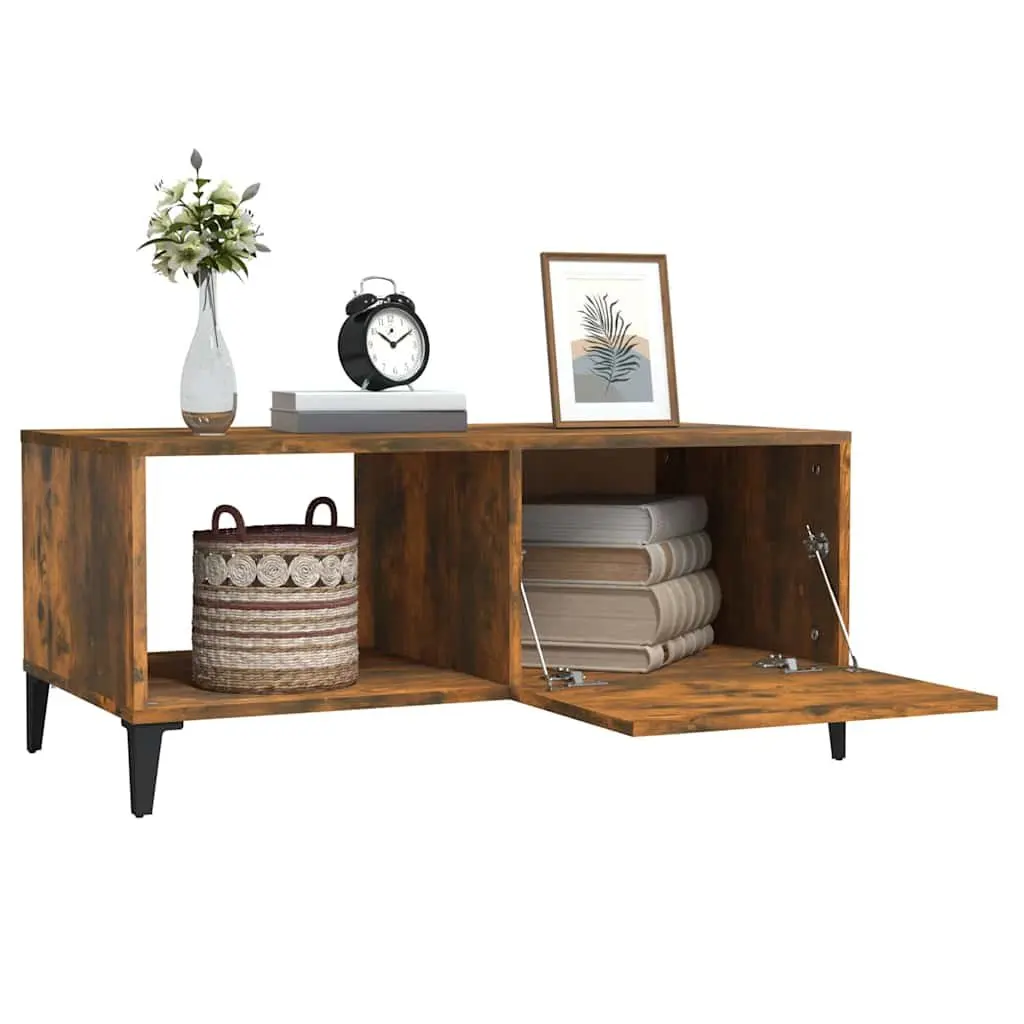 Smoked Oak Coffee Table with Storage Solutions