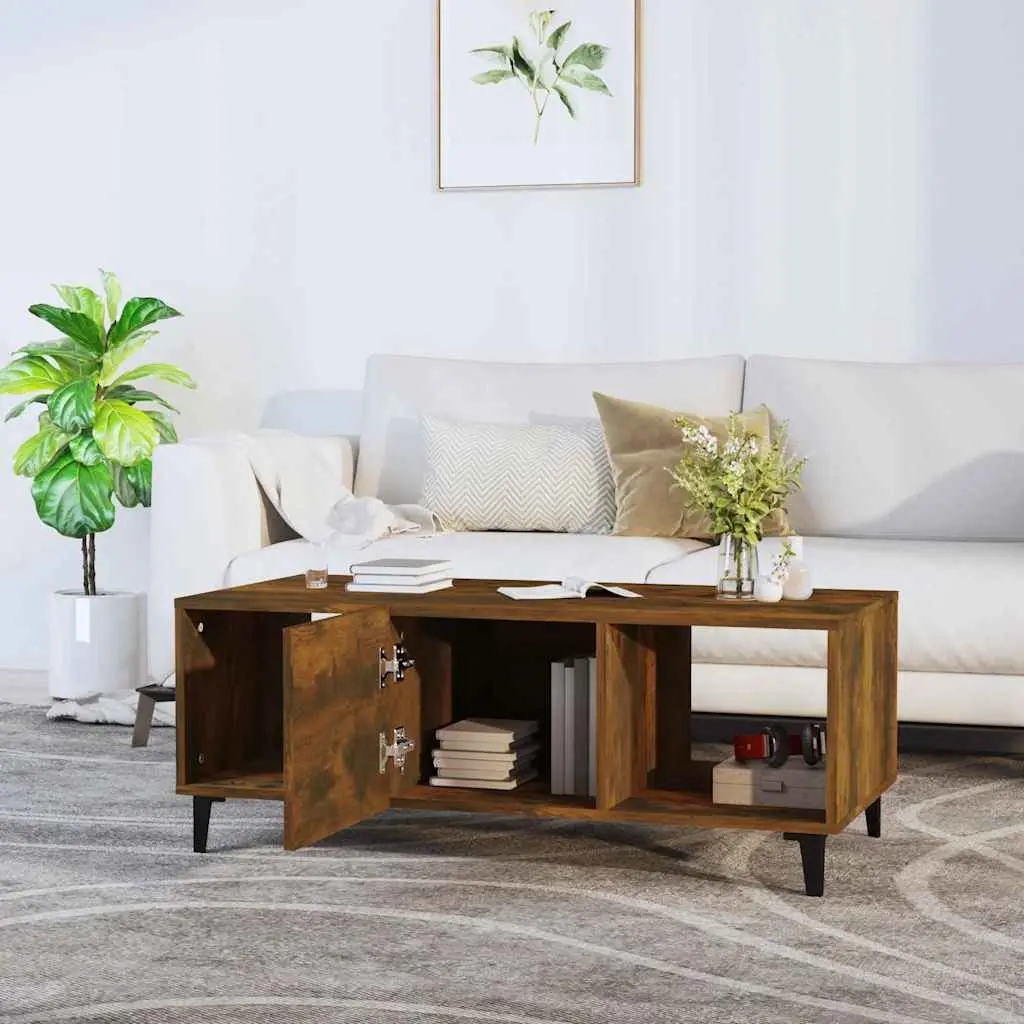 Brown Engineered Wood Coffee Table with Storage