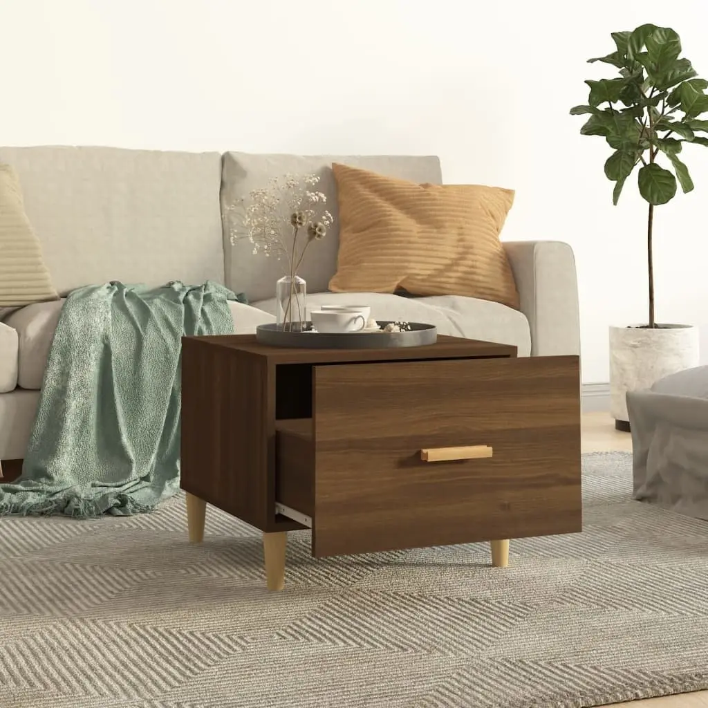 Brown Coffee Tables Set with Drawers 50x50x40 cm