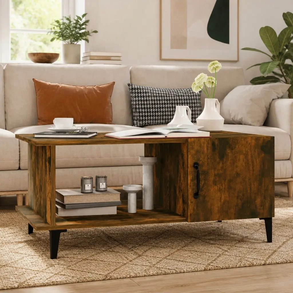 Brown Engineered Wood Coffee Table with Storage