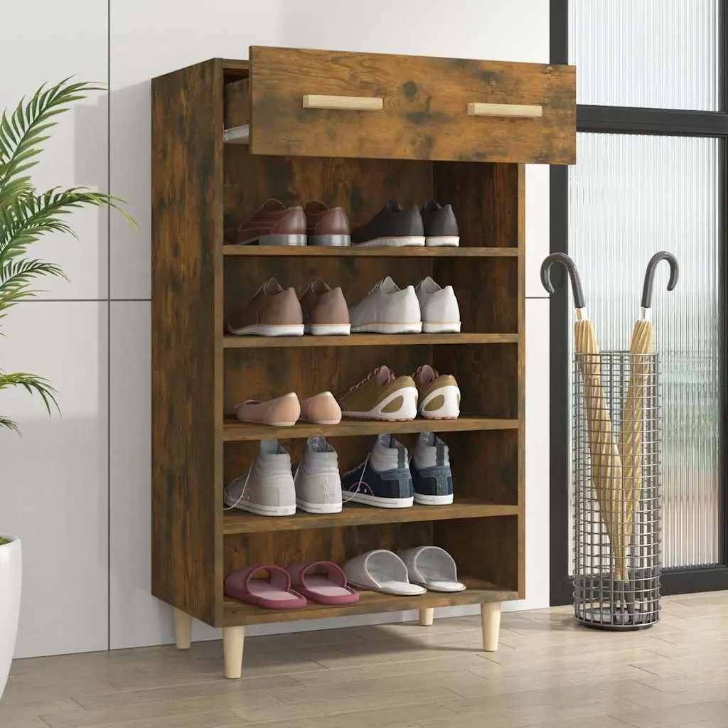Brown Shoe Cabinet with 5 Compartments