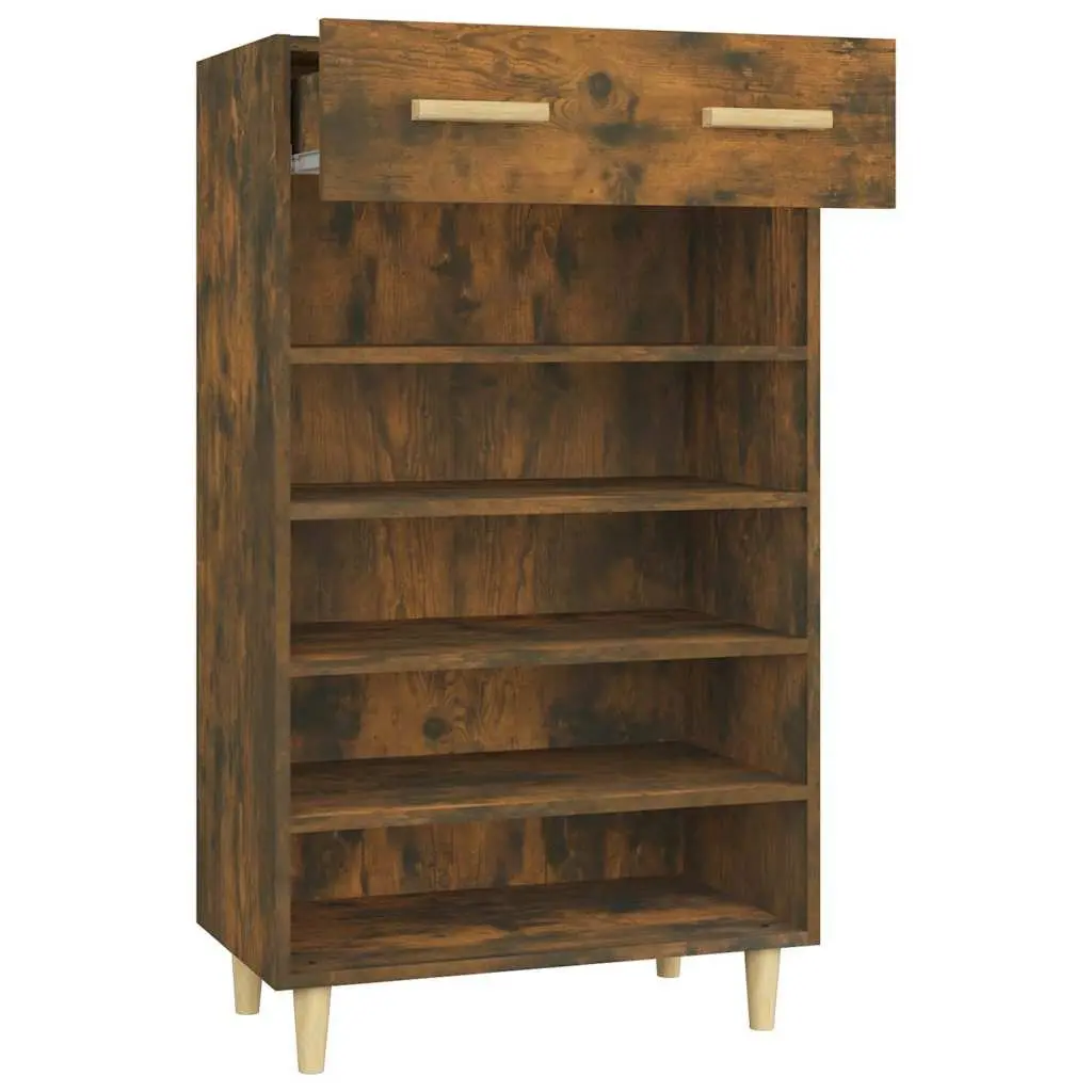 Brown Shoe Cabinet with 5 Compartments