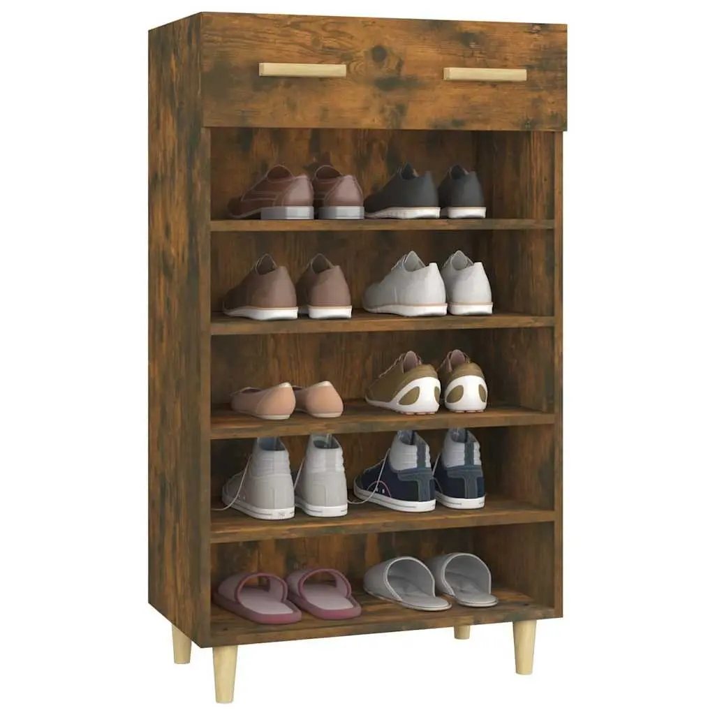 Brown Shoe Cabinet with 5 Compartments