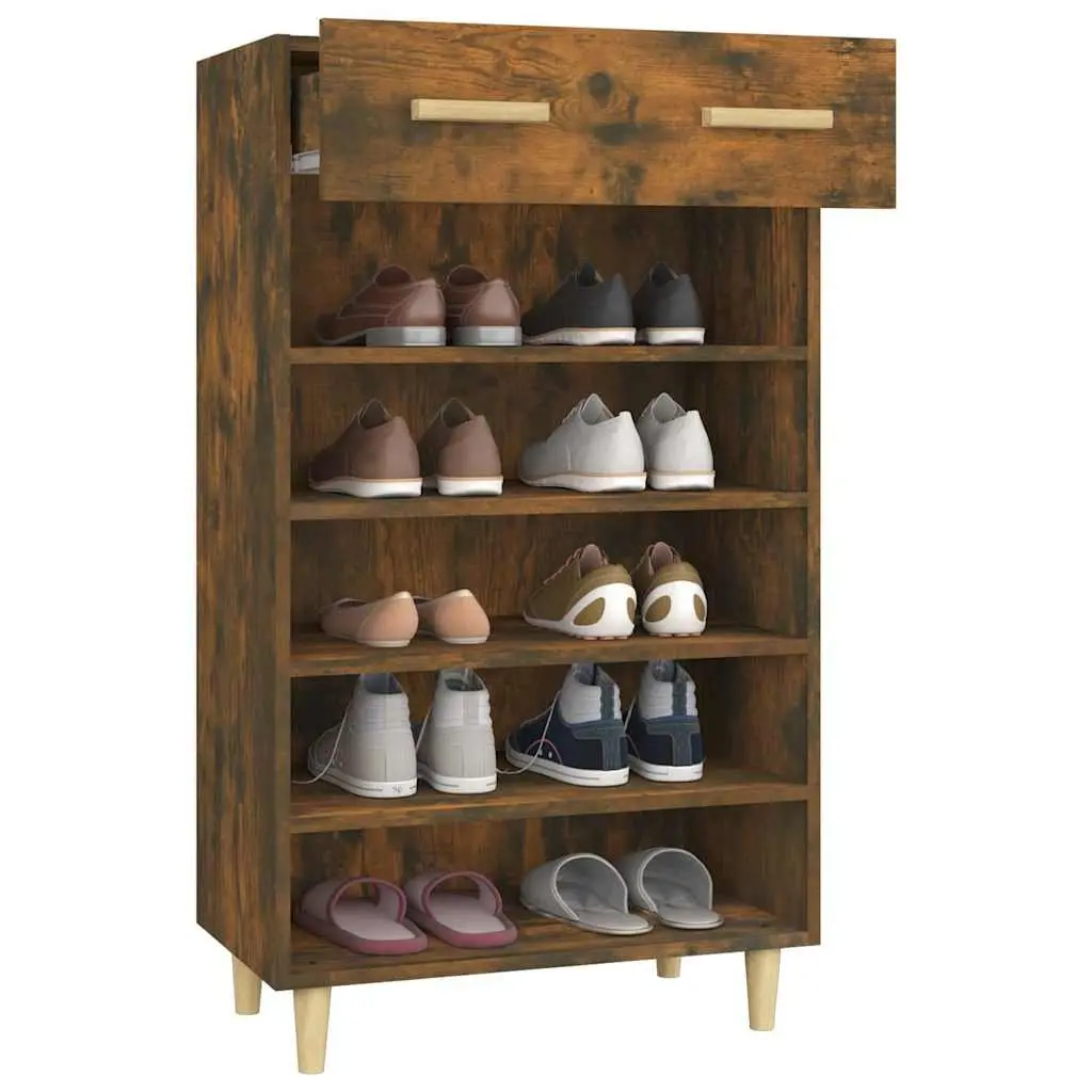 Brown Shoe Cabinet with 5 Compartments