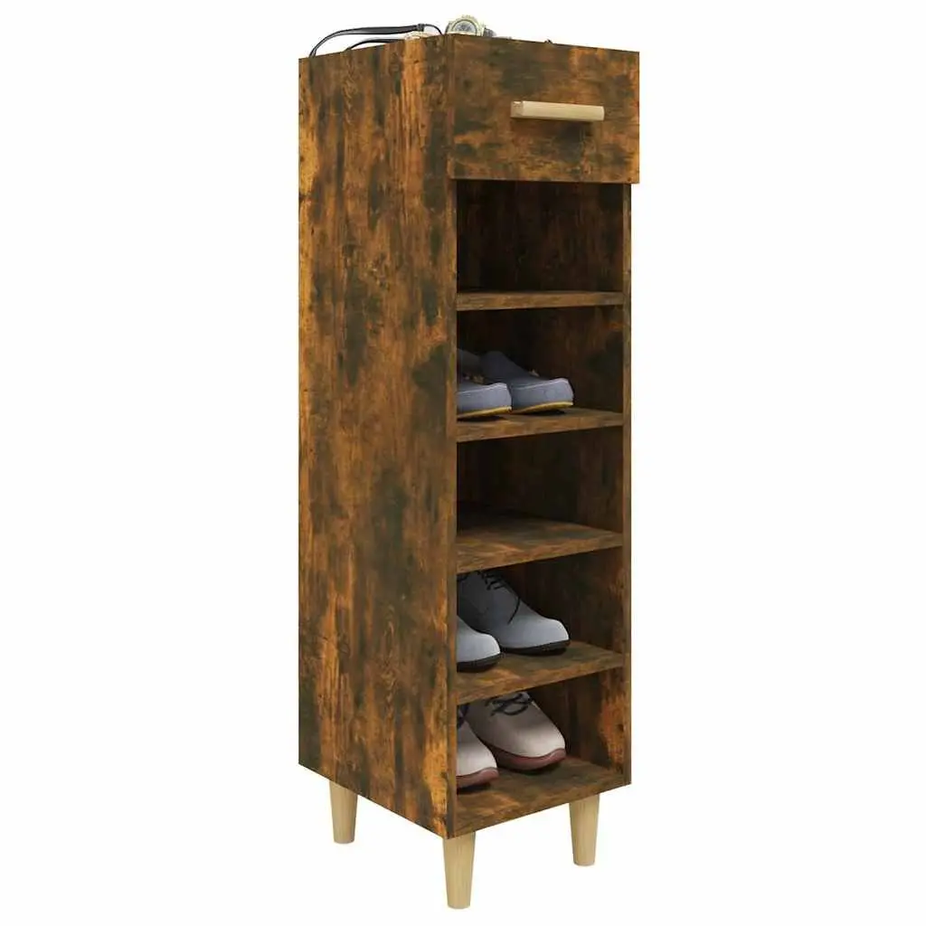 Brown Engineered Wood Shoe Cabinet with Drawer