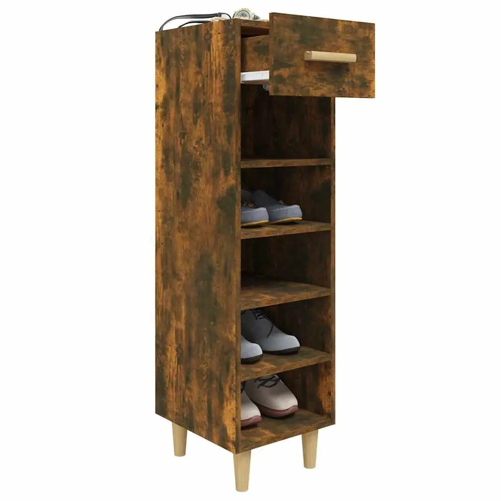 Brown Engineered Wood Shoe Cabinet with Drawer