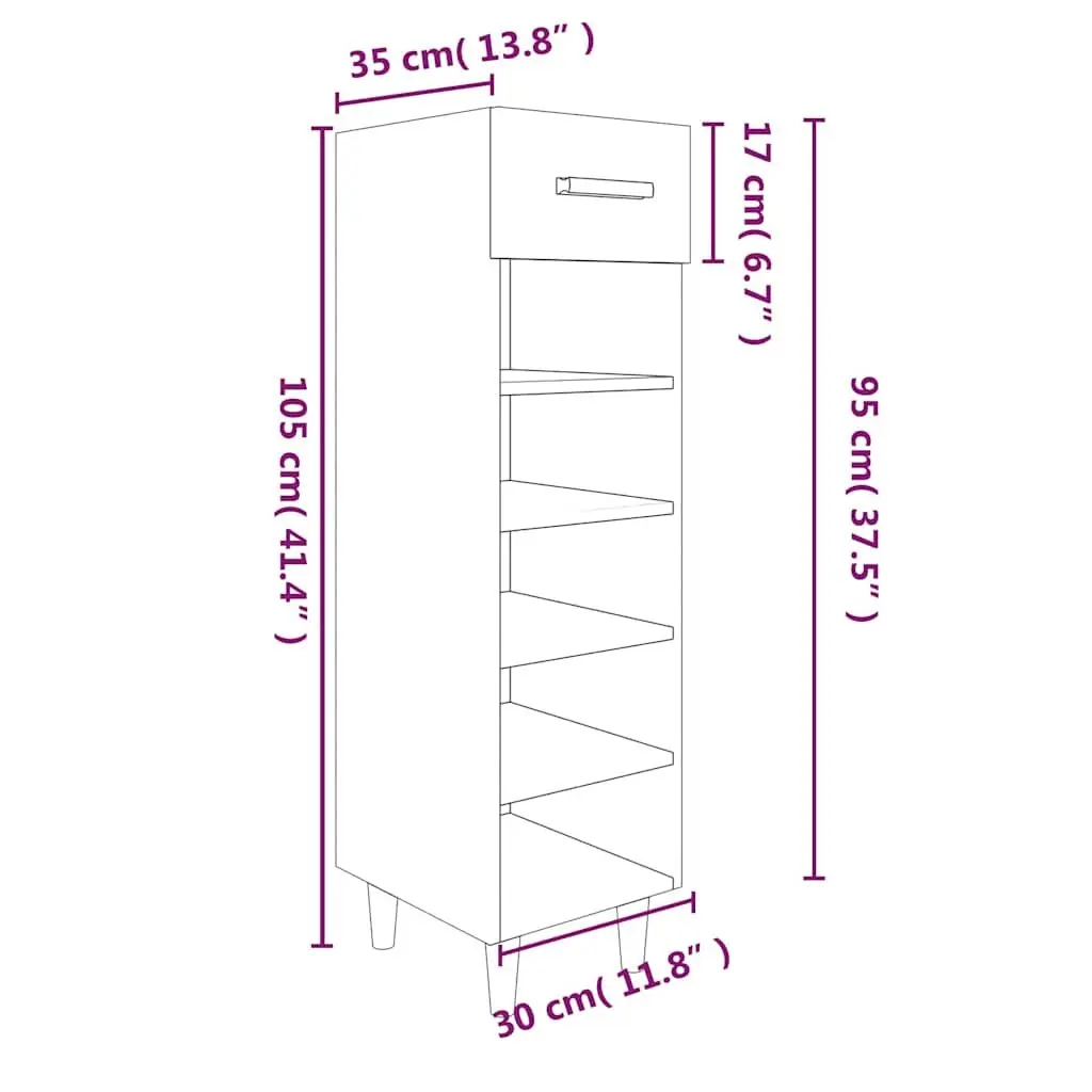 Brown Engineered Wood Shoe Cabinet with Drawer