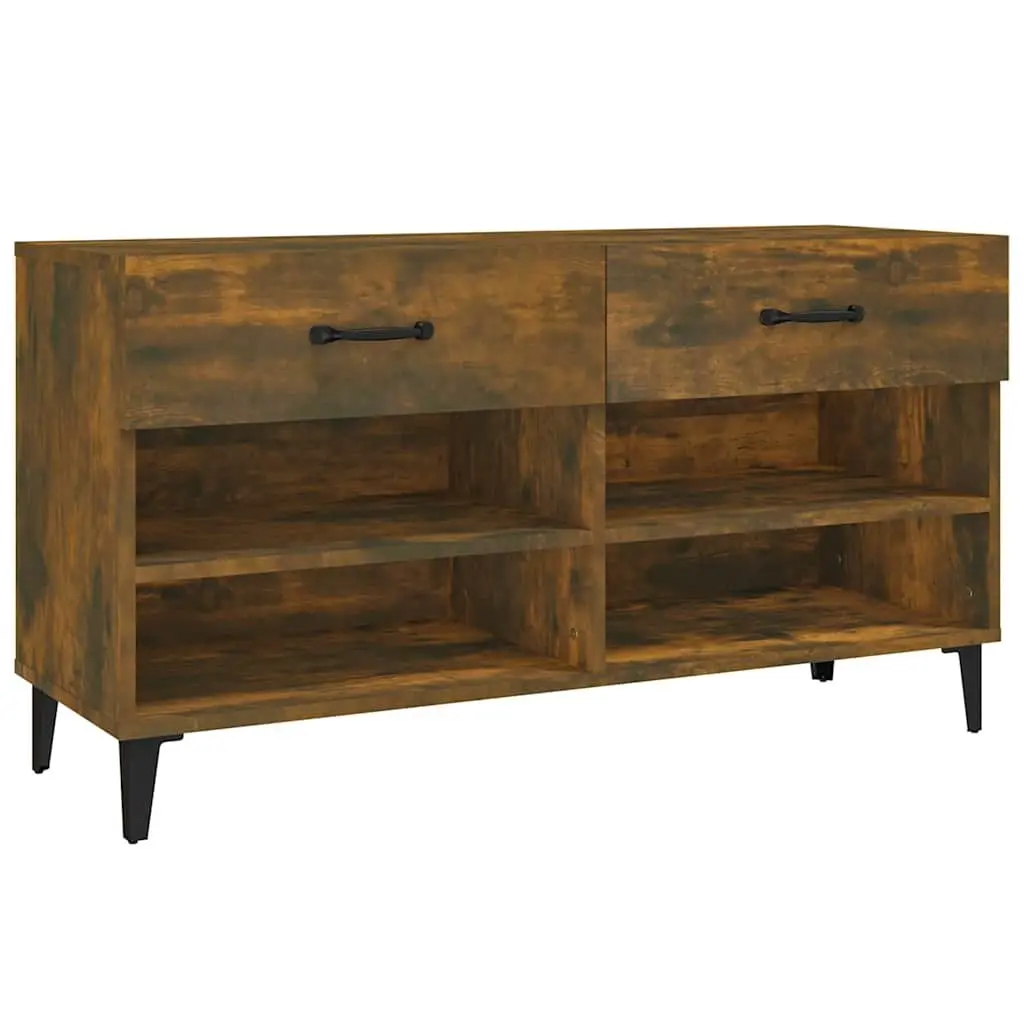 Brown Shoe Cabinet with 2 Drawers and 4 Compartments