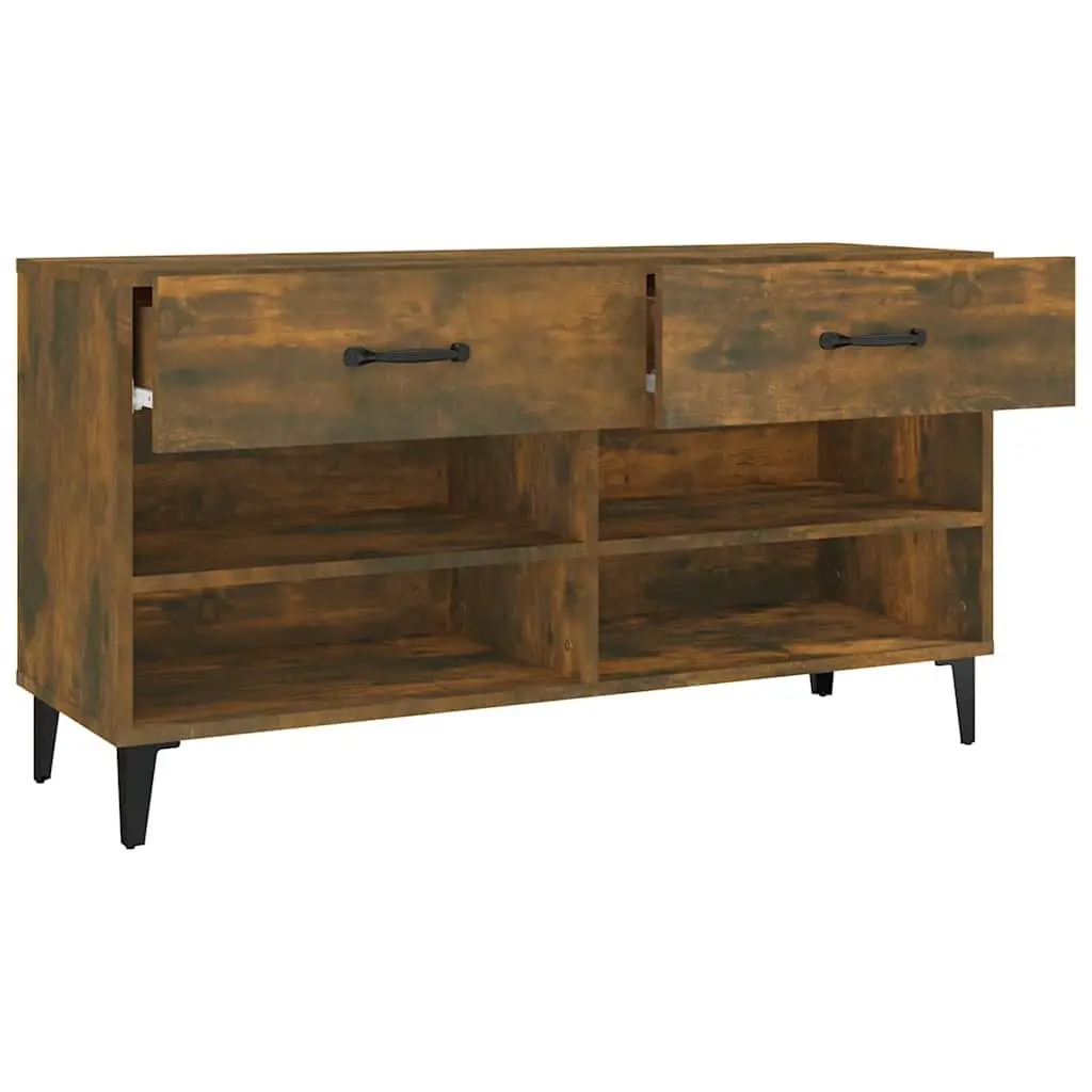 Brown Shoe Cabinet with 2 Drawers and 4 Compartments