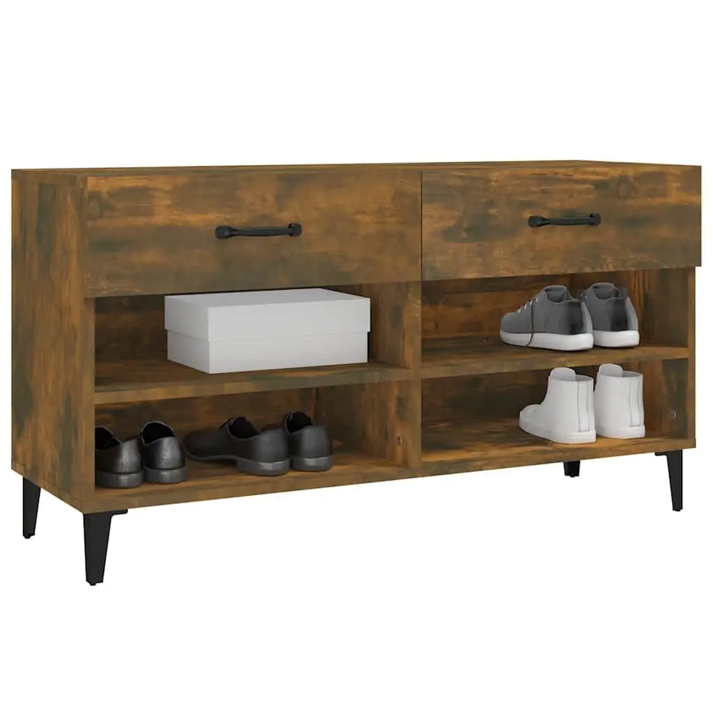 Brown Shoe Cabinet with 2 Drawers and 4 Compartments
