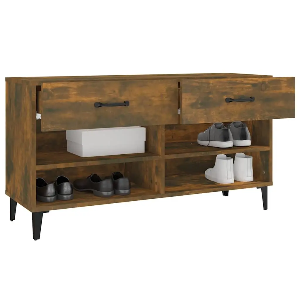 Brown Shoe Cabinet with 2 Drawers and 4 Compartments