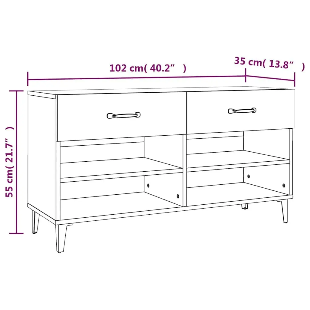 Brown Shoe Cabinet with 2 Drawers and 4 Compartments