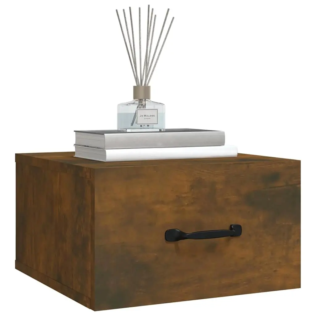 Brown Wall-mounted Bedside Table for Bedroom Storage Solutions