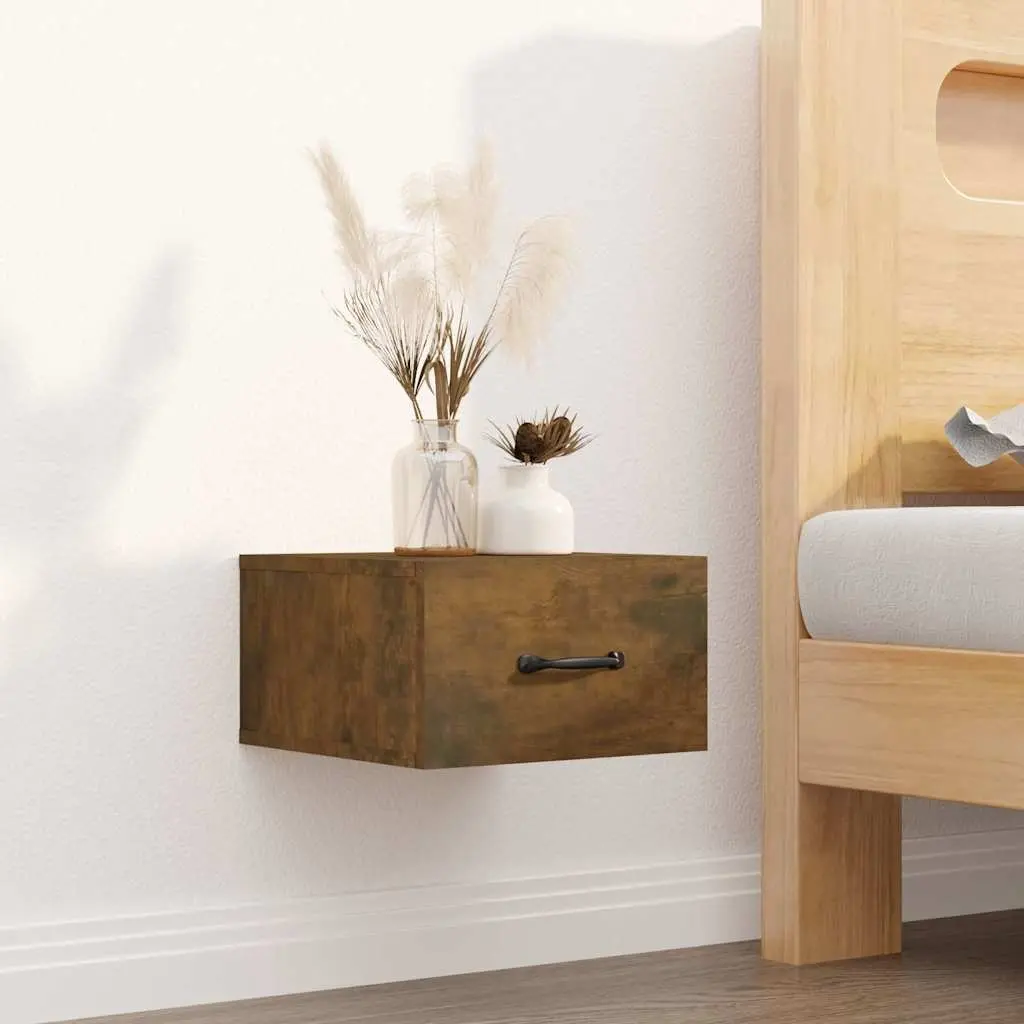 Brown Wall-mounted Bedside Table for Bedroom Storage Solutions