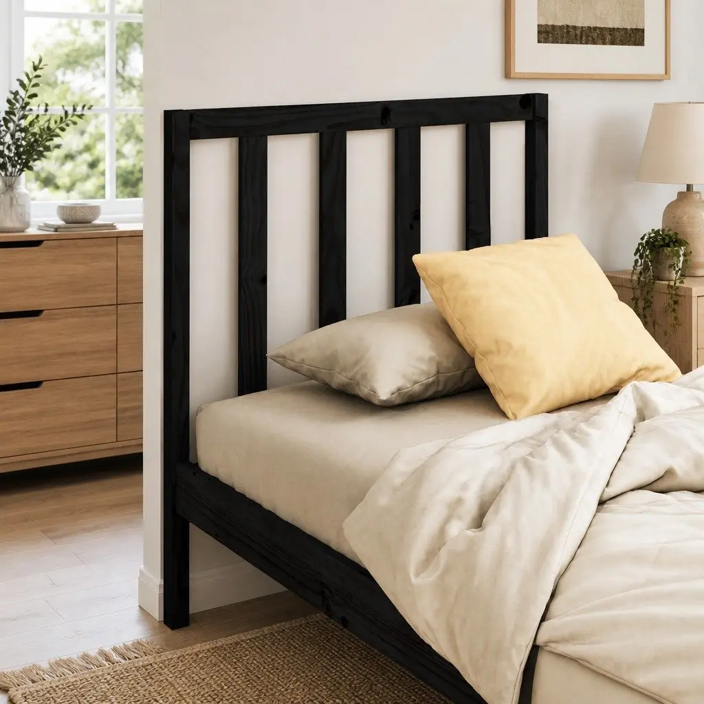 Black Solid Wood Pine Headboard 96cm