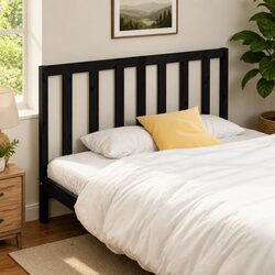 Stylish Black Solid Pine Wooden Bed Headboard 141cm