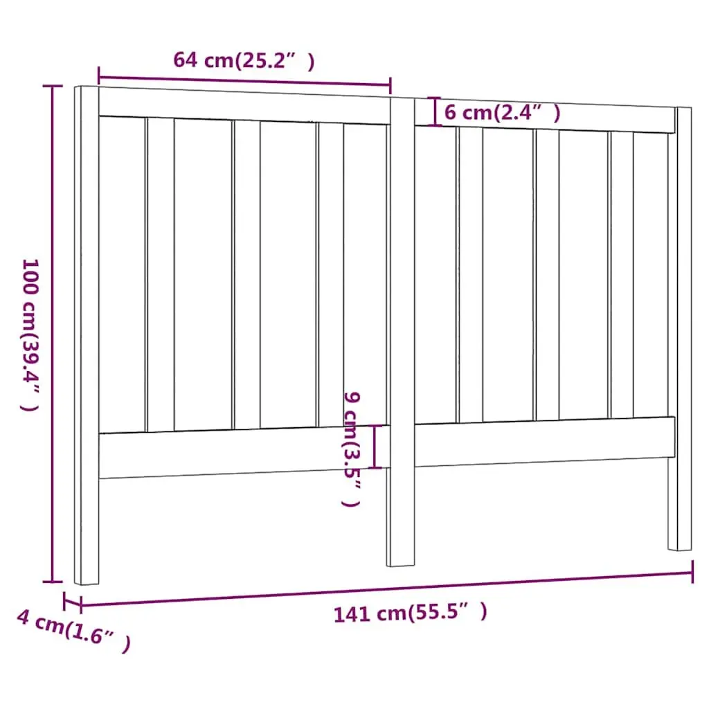 Black Solid Pine Wooden Bed Headboard 141cm