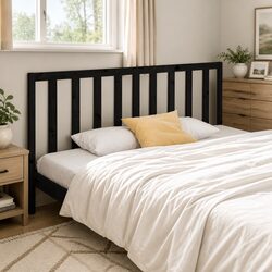 Black Solid Pine Bed Headboard 186cm for Stylish Bedrooms