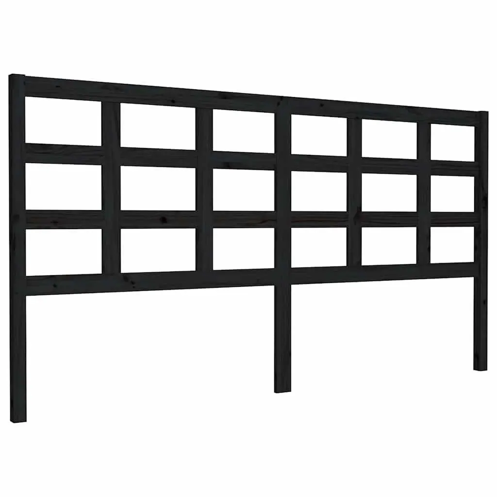 Solid Pine Wood Black Headboard for Bed Frames