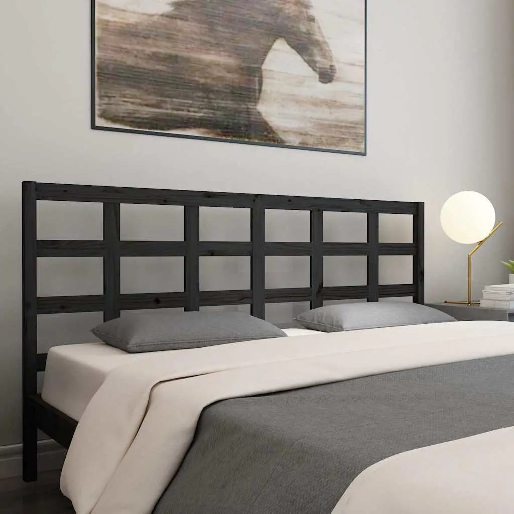 Solid Pine Wood Black Headboard for Bed Frames