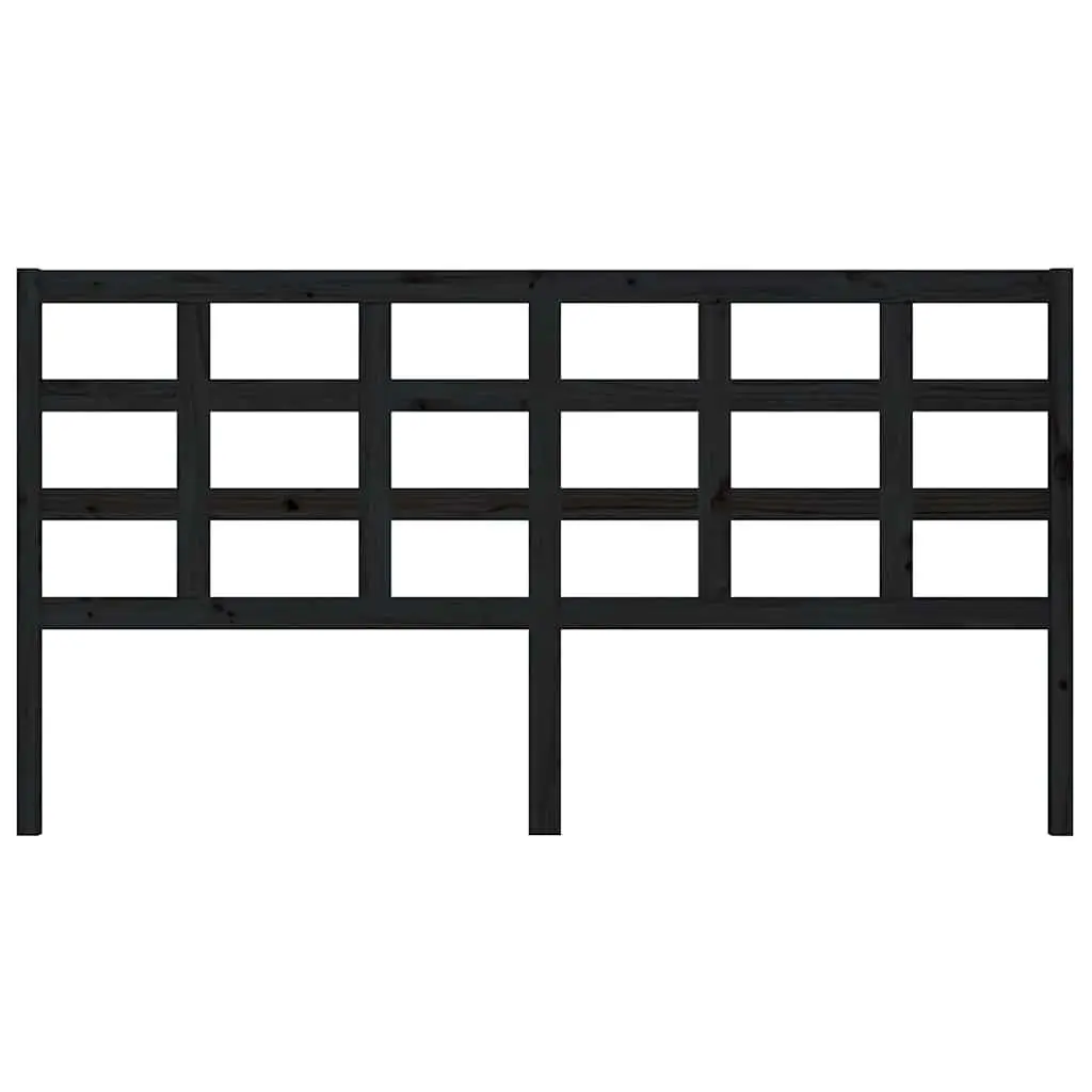 Solid Pine Wood Black Headboard for Bed Frames