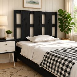Solid Wood Black Bed Headboard - 95.5 cm Pine Design