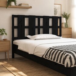 Bed Headboard Black 140.5 cm Solid Wood Pine Wooden Bedroom Furniture