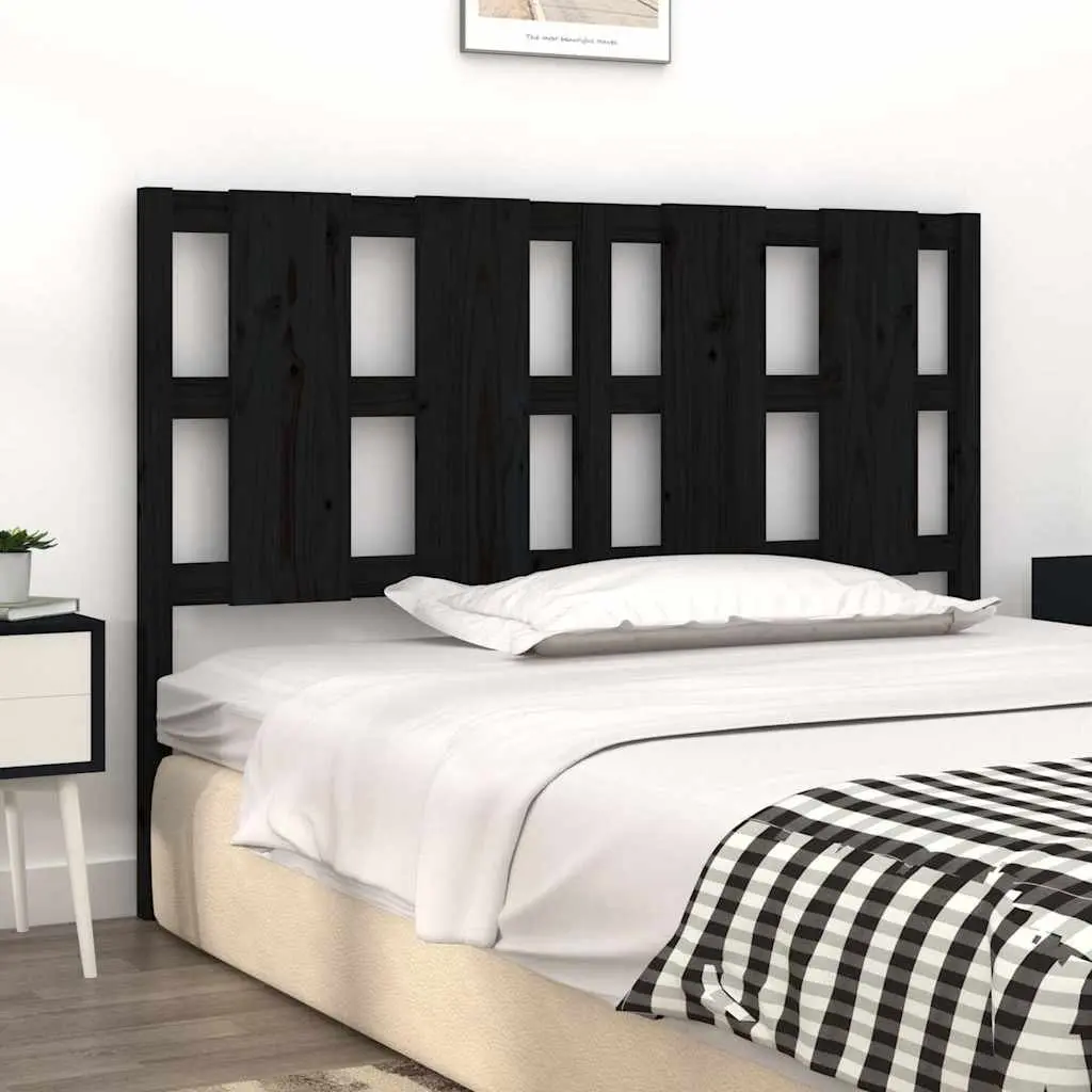 Solid Pine Wood Black Bed Headboard 140.5 cm