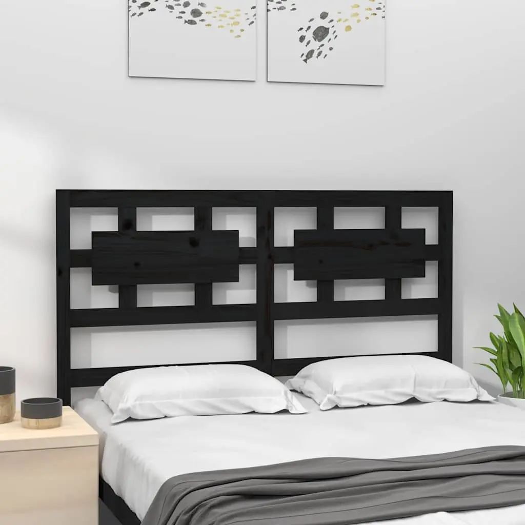Rustic Black Pine Wood Bed Headboard 140.5 cm