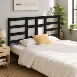 Stylish Black Solid Pine Headboard for Bedrooms