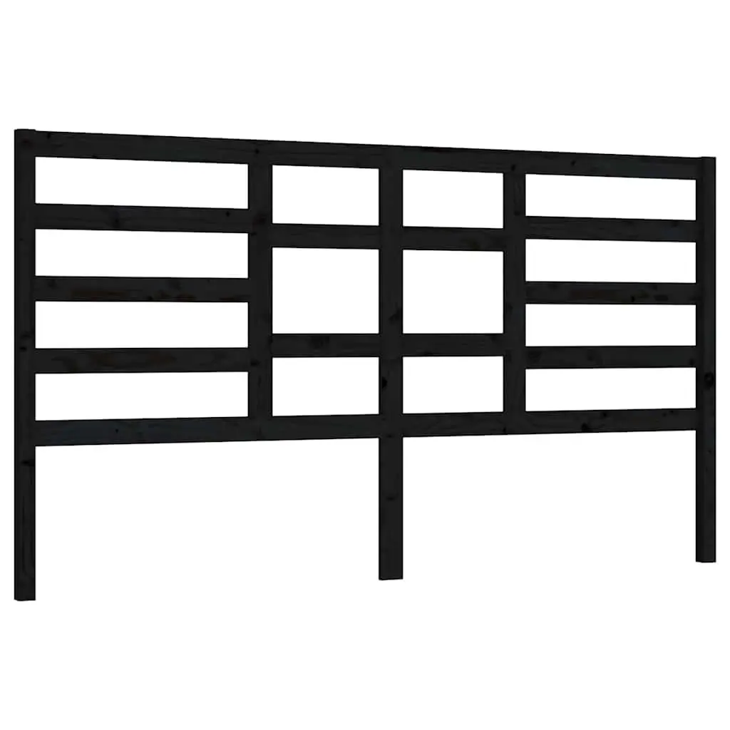 Bed Headboard Solid Pine Wood 186cm Black