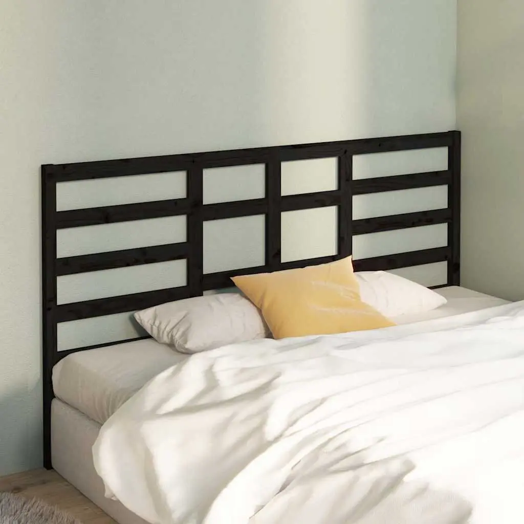Bed Headboard Solid Pine Wood 186cm Black