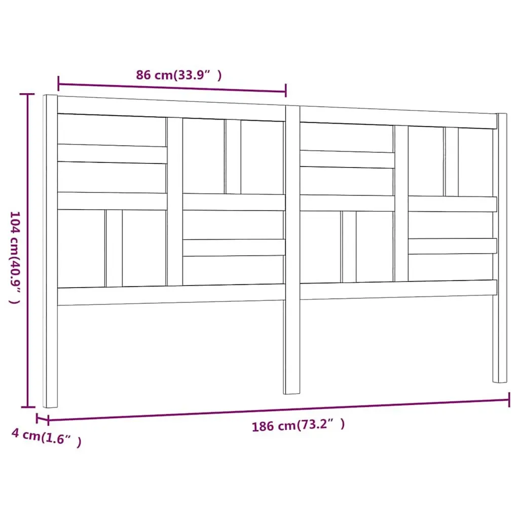 Wooden Bed Headboard Solid Pine Wood 186cm White