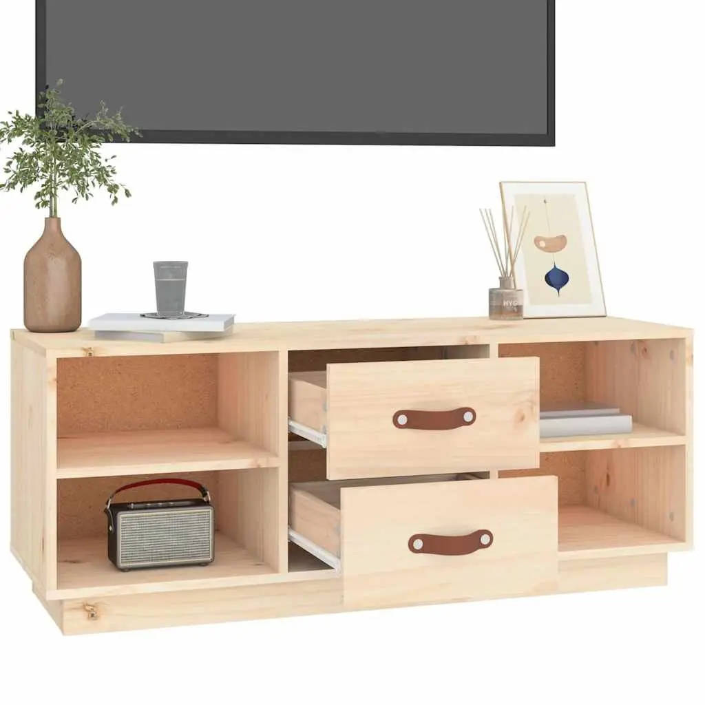Solid Pine Wood TV Cabinet 100x34x40 cm