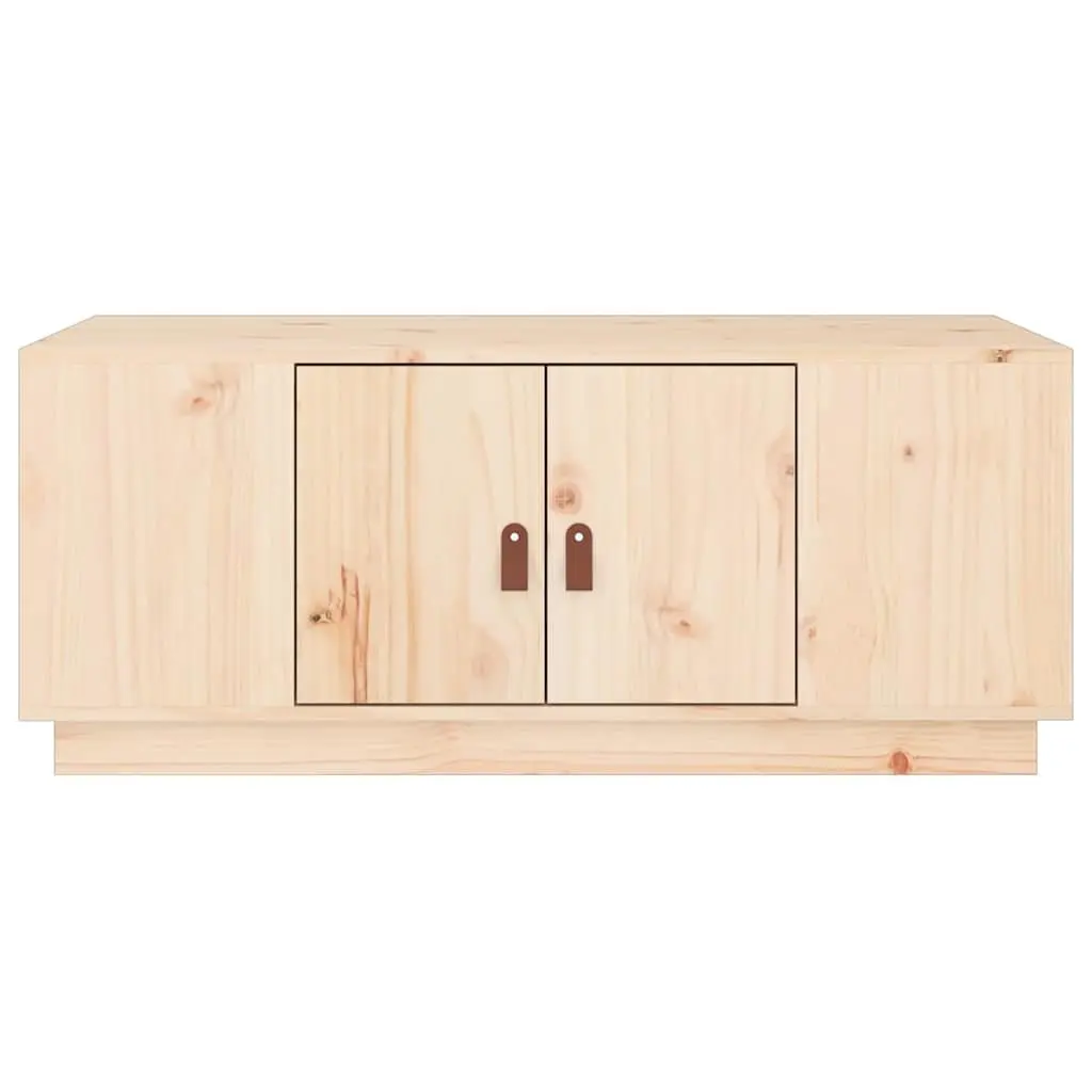 Brown Solid Pine Wood Coffee Table with Storage Compartment